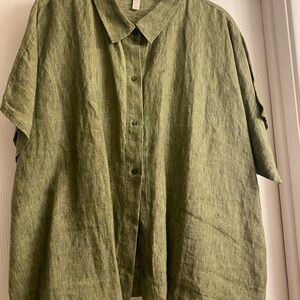 Linen Eileen Fisher heather green blouse
